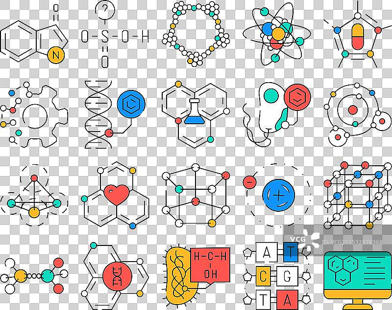 分子化学科学图标集图片素材