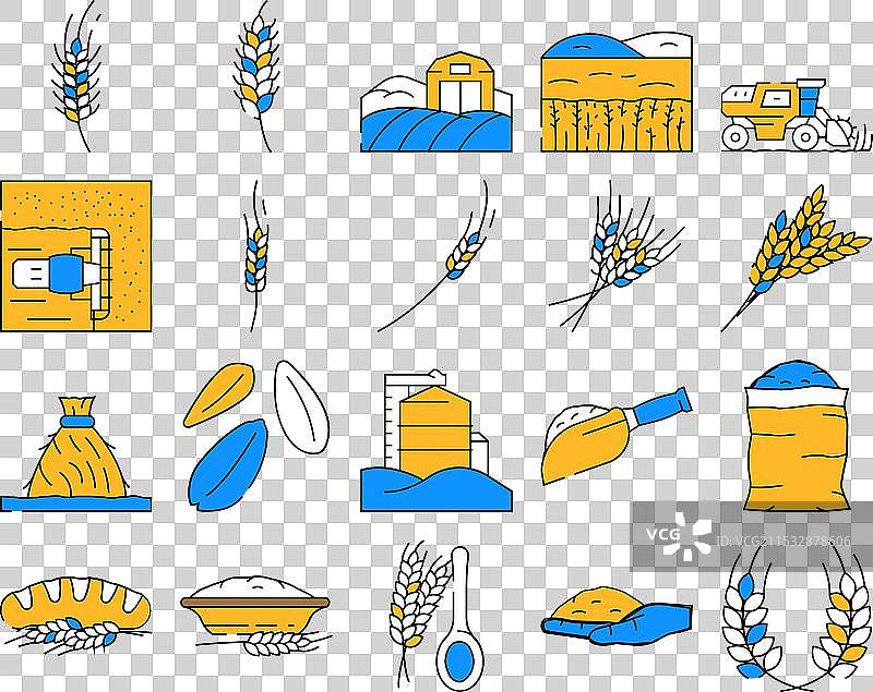 小麦谷物植物图标集图片素材