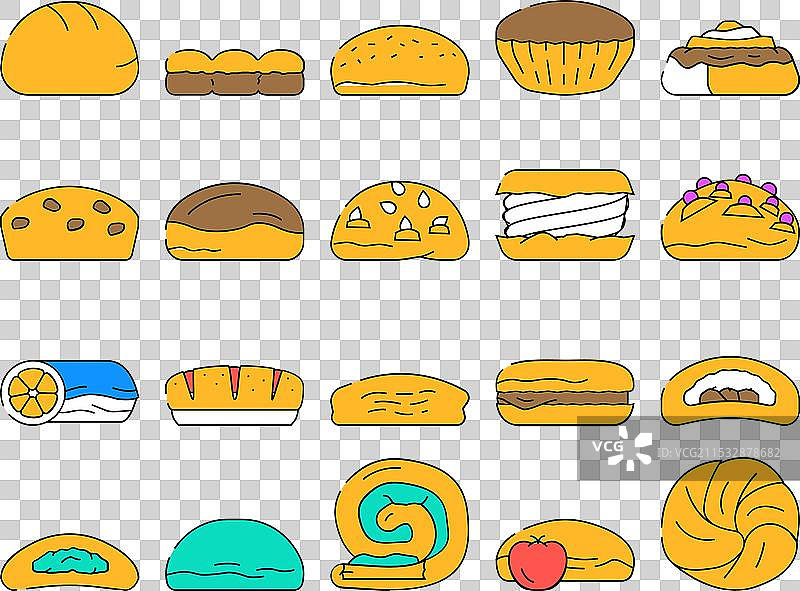 汉堡包面包图标集图片素材