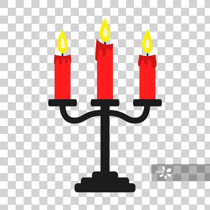 黑色烛台上燃烧着红色蜡烛图片素材