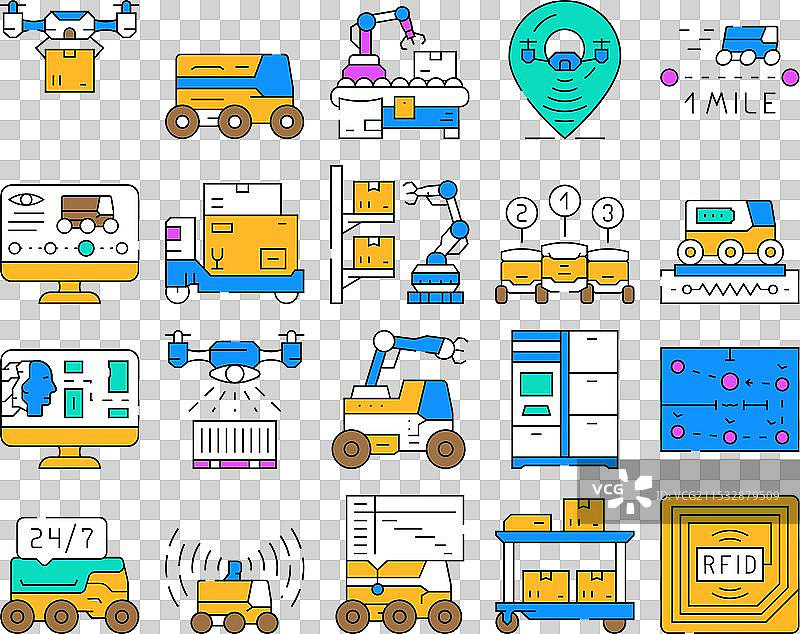 自主机器人配送图标集图片素材