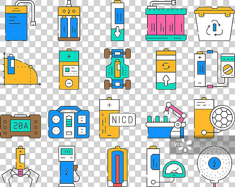 电池技术电力图标集图片素材