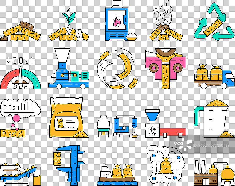 木质颗粒生态能源图标集图片素材