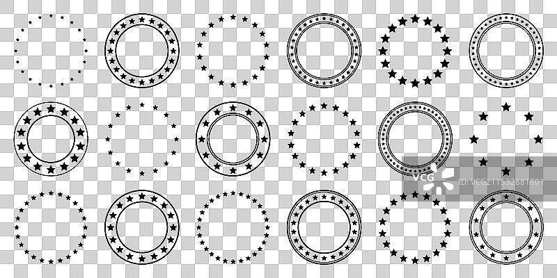 各种大小的星星围成一个圆圈图片素材