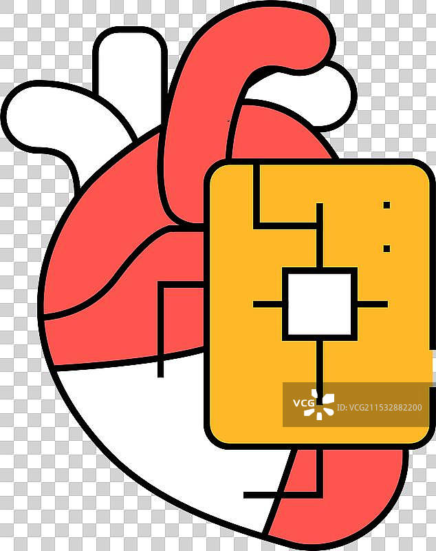 心脏图标的微芯片颜色图片素材