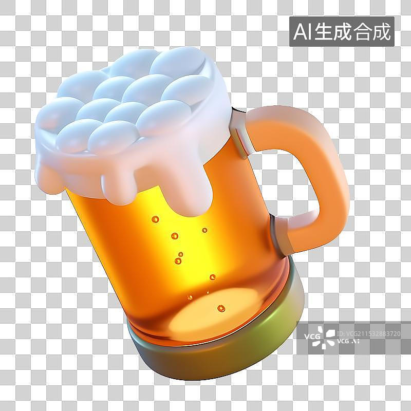 【AI数字艺术】一杯冒着白色泡沫的啤酒图片素材