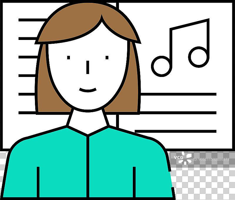 音乐家女性职业图标彩色图片素材