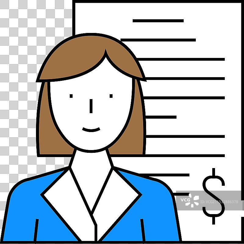 会计女性职业图标 彩色图片素材
