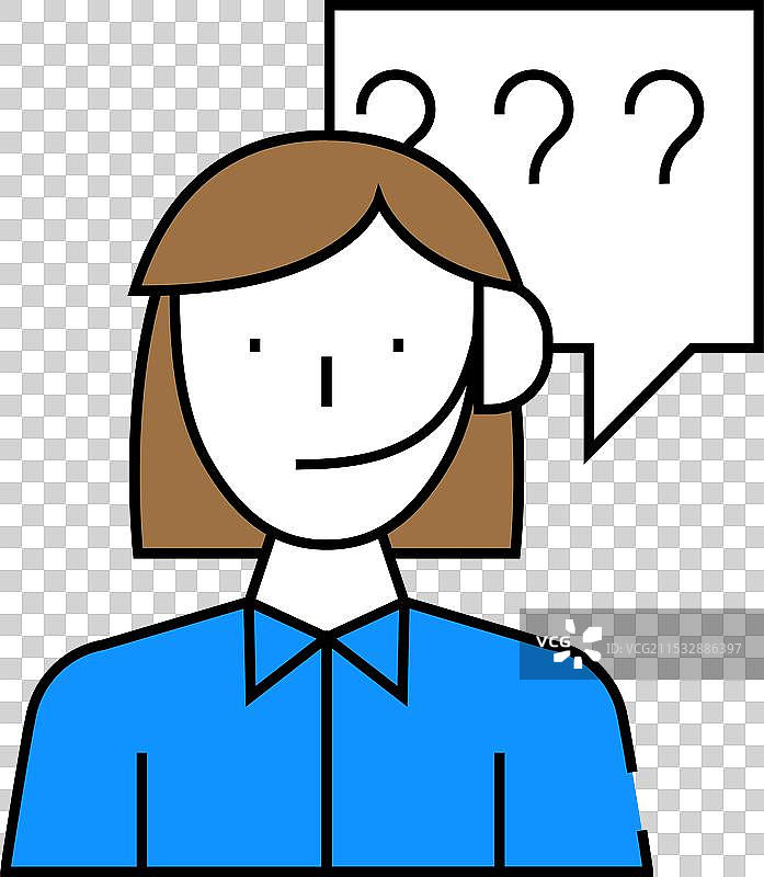 咨询顾问拨打支持电话的女性工作图标彩色图片素材