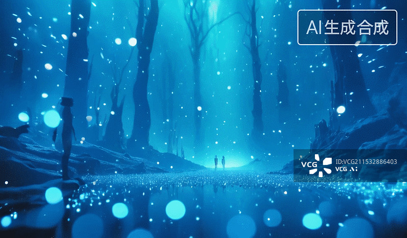 【AI数字艺术】神秘森林之夜图片素材