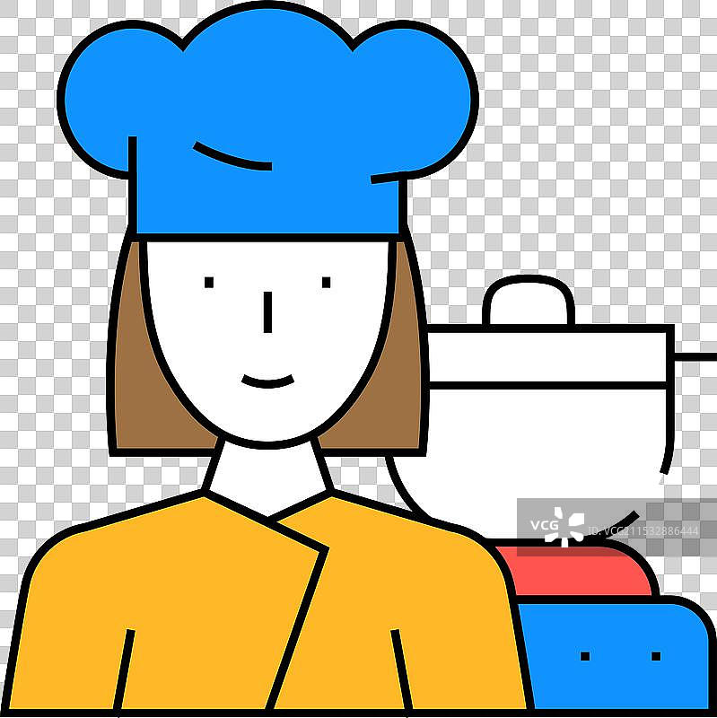 厨师女性职业图标 彩色图片素材