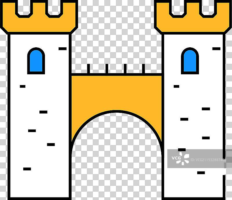 城堡塔楼之间的桥图标颜色图片素材