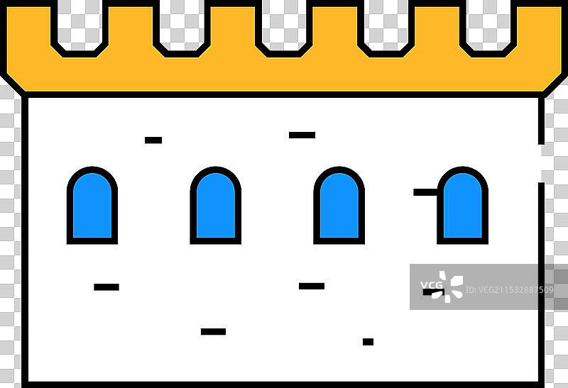 带窗户的彩色石墙图标图片素材