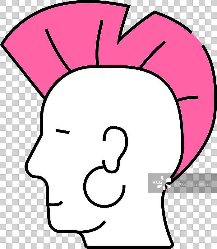 彩色莫霍克发型的朋克图标图片素材