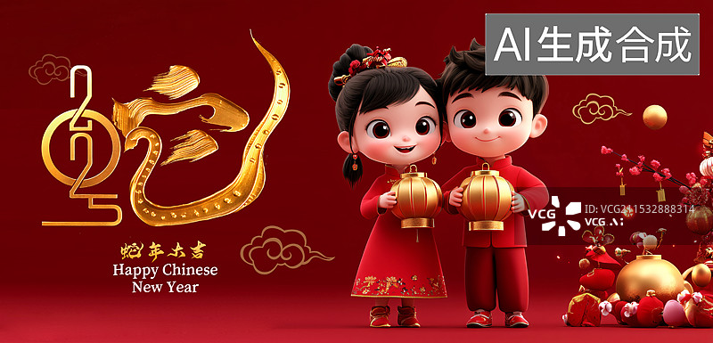 【AI数字艺术】蛇年春节创意海报图片素材