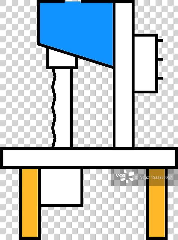 带锯设备平面图标彩色图片素材