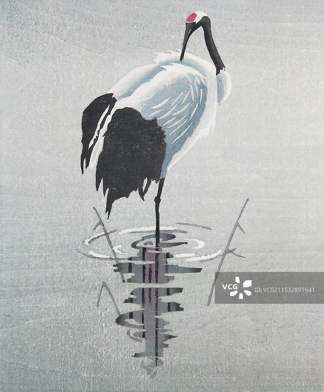 《泽水.悠然NO. 3》水印木刻图片素材