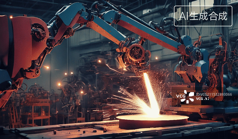 【AI数字艺术】工业自动化焊接机器人图片素材