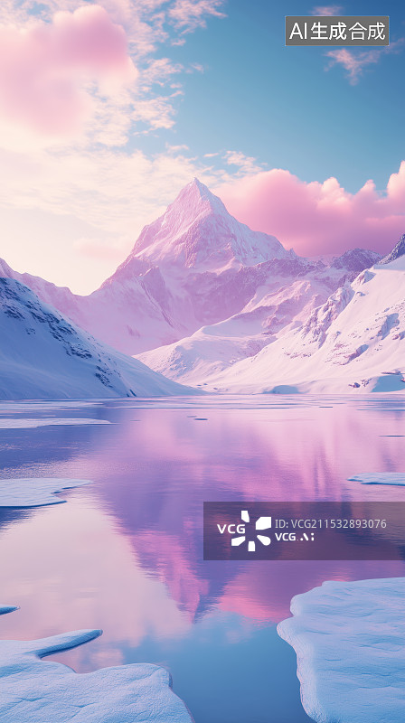 【AI数字艺术】冬季白雪皑皑山峰风景图片素材