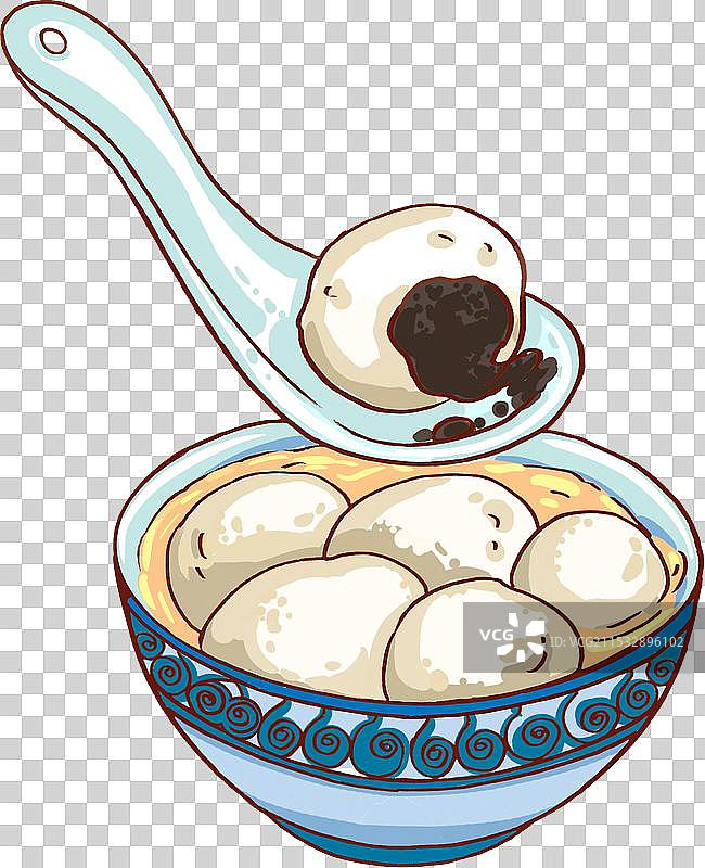 手绘可爱风芝麻汤圆元素图片素材