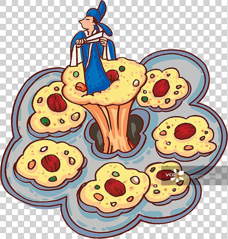 梅花糕与戏曲人物元素图片素材