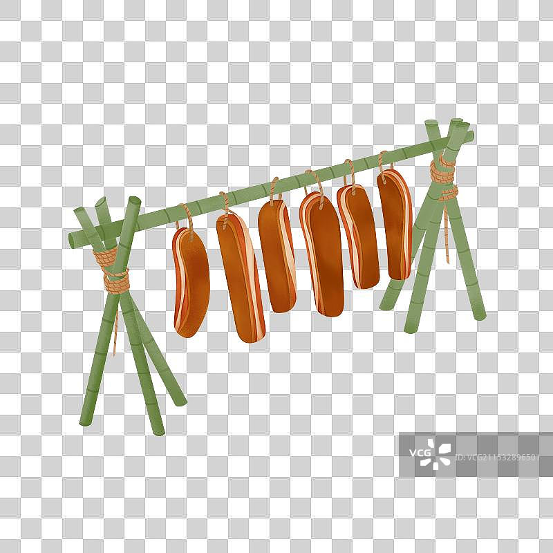 传统乡村腊肉架图片素材