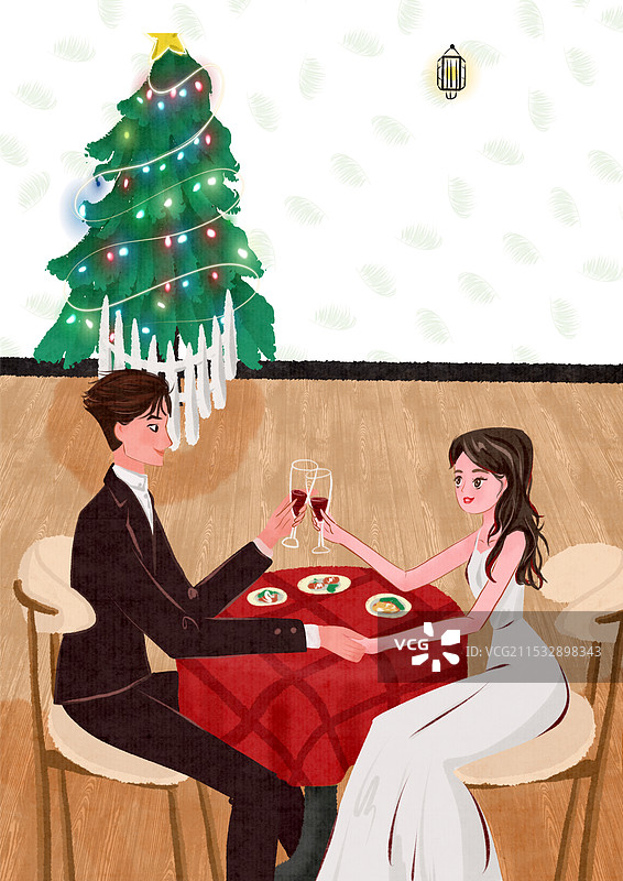 圣诞节 圣诞节晚餐 情侣 圣诞图片素材