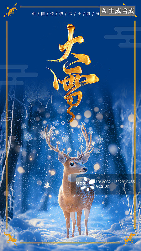 【AI数字艺术】大雪节气海报设计模版图片素材