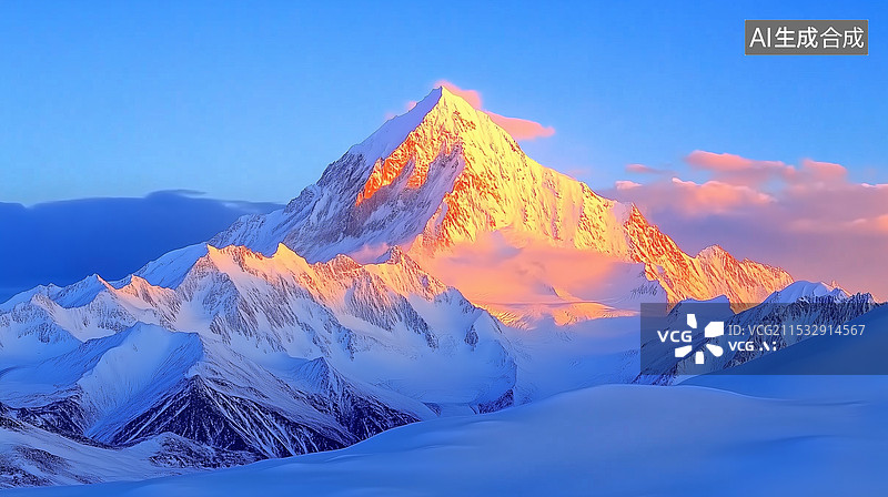 【AI数字艺术】日照金山自然风景图片素材