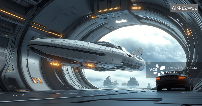 【AI数字艺术】科幻航天飞机图片素材
