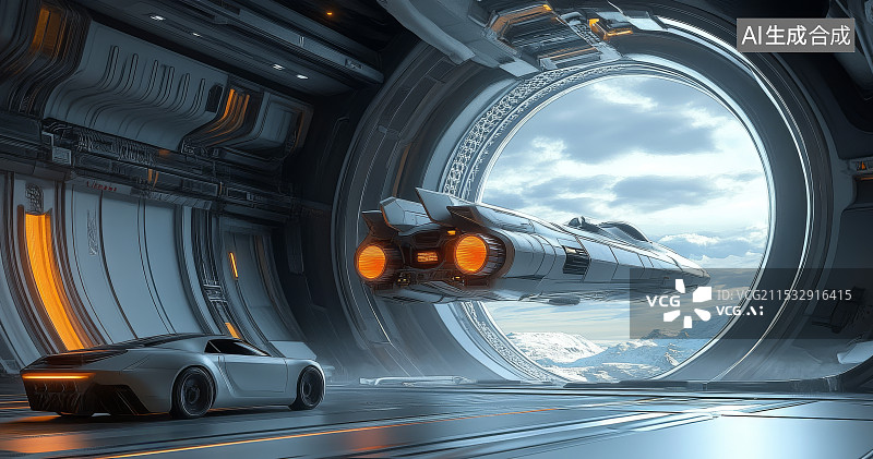【AI数字艺术】科幻航天飞机图片素材