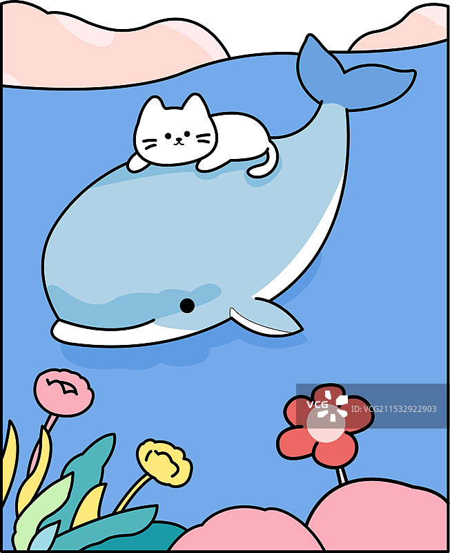 趴在海豚背上的小猫图片素材