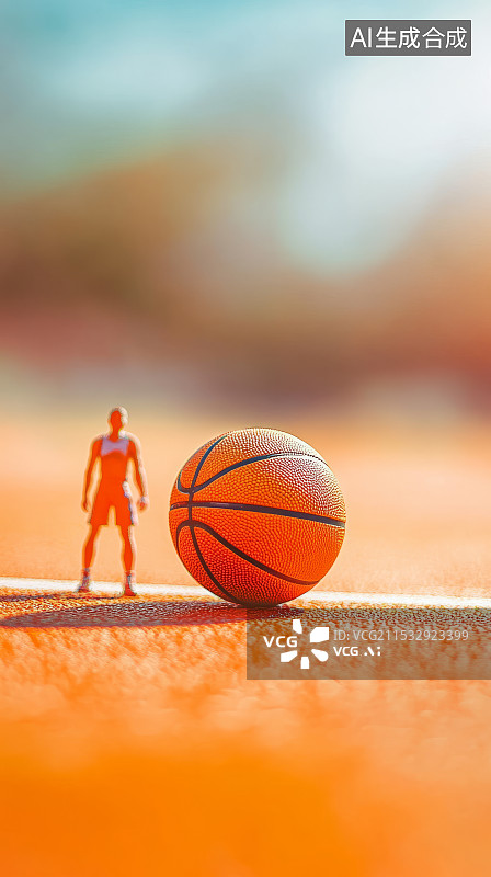 【AI数字艺术】篮球主题的微缩景观图片素材