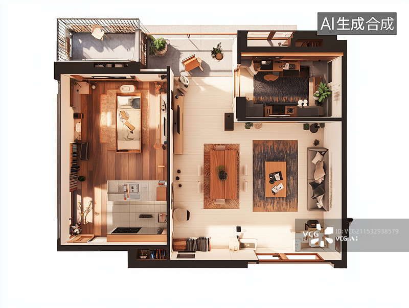 【AI数字艺术】舒适现代化住宅平面图图片素材