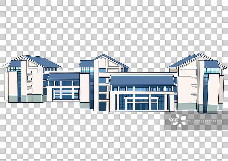 国潮风建筑插画元素图片素材