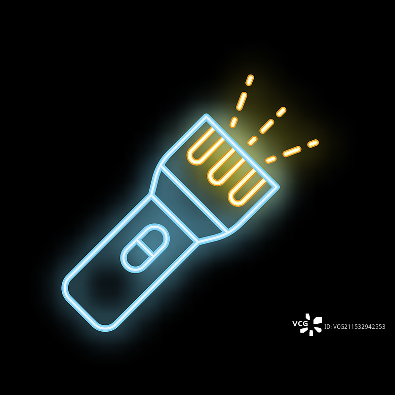发光的霓虹手电筒图标发出光线图片素材
