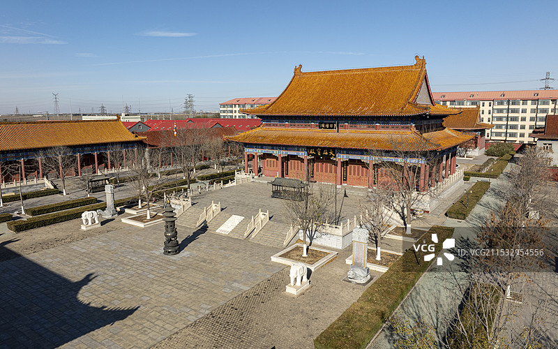 天津静海区大邱庄镇大愿极乐寺航拍图片素材
