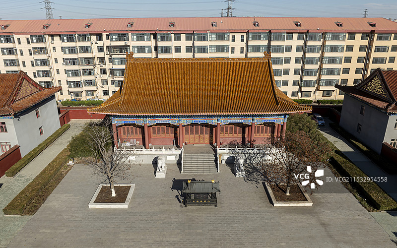 天津静海区大邱庄镇大愿极乐寺航拍图片素材