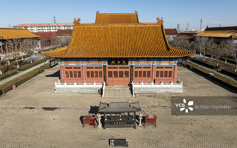 天津静海区大邱庄镇大愿极乐寺航拍图片素材
