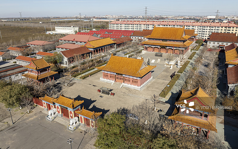 天津静海区大邱庄镇大愿极乐寺航拍图片素材