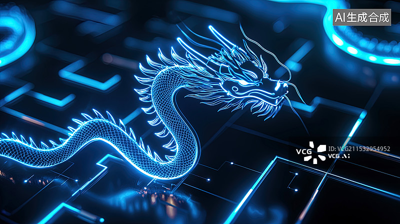 【AI数字艺术】科技感十足的东方神龙图片素材