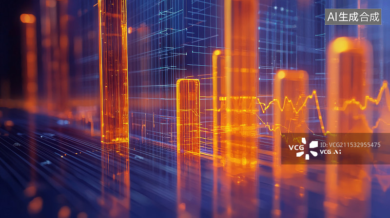 【AI数字艺术】红色数据条形图趋势图片素材