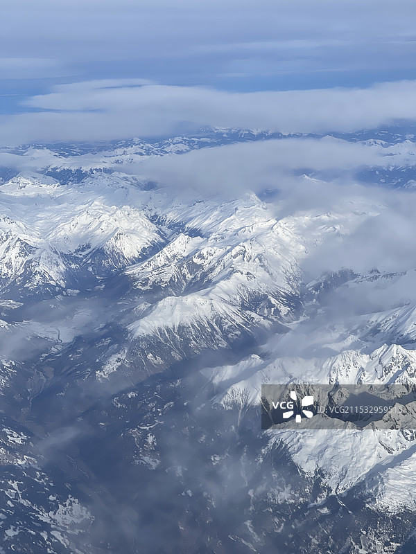飞机上的雪山景图片素材
