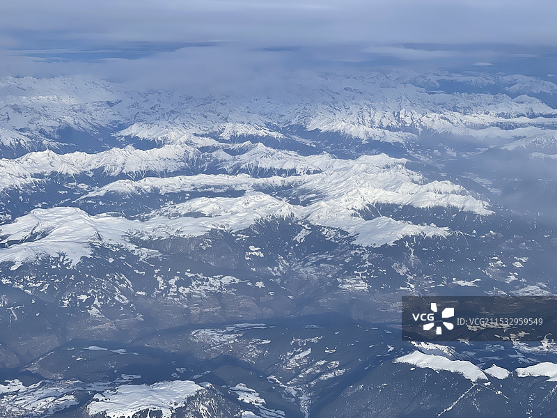 飞机上的雪山景图片素材