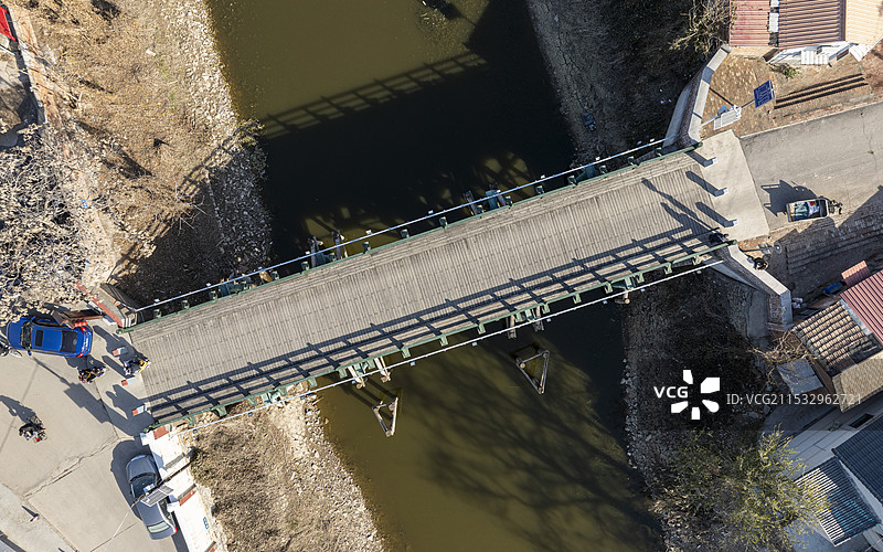 天津静海区独流镇独流木桥航拍图片素材