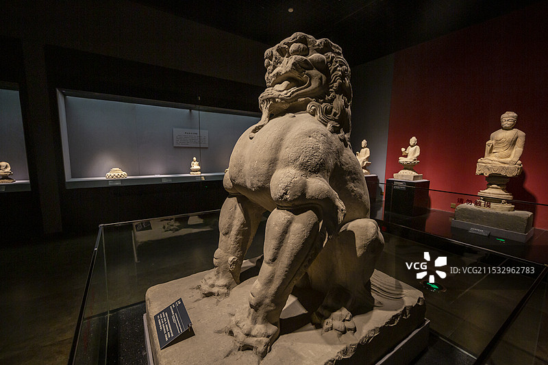 河北博物院（河北省博物馆）“曲阳石雕”展：石狮（唐祖陵，隆尧县文物保管所藏）图片素材