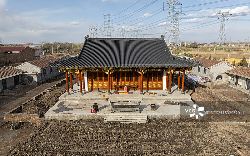 天津市静海区津门药王庙航拍图片素材