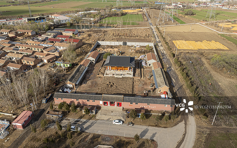 天津市静海区津门药王庙航拍图片素材