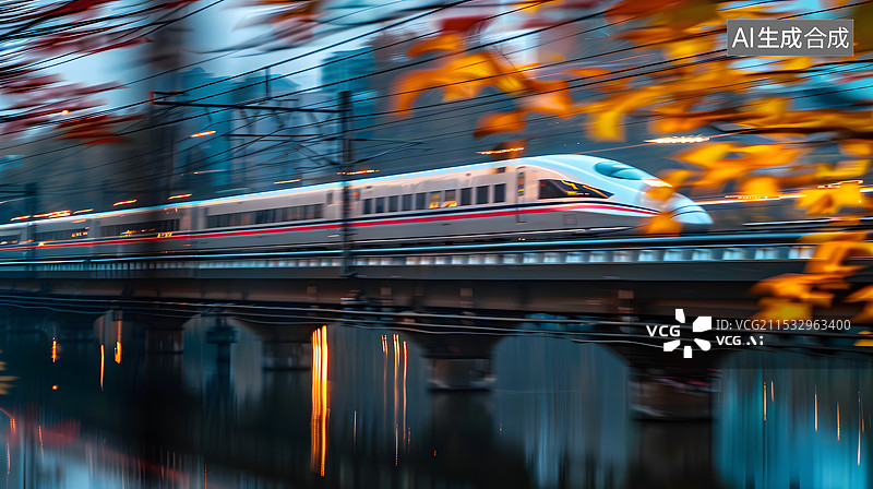 【AI数字艺术】城市发展高铁提速未来动车地铁图片素材