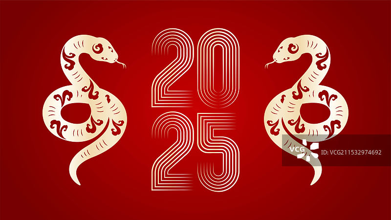 蛇年剪纸插画图片素材